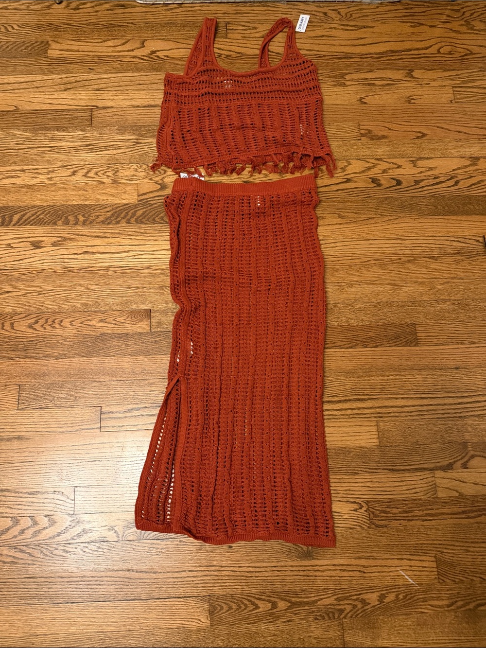 Rust Crochet Maxi Skirt & Top - Women